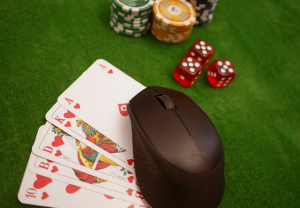 a mouse and cards